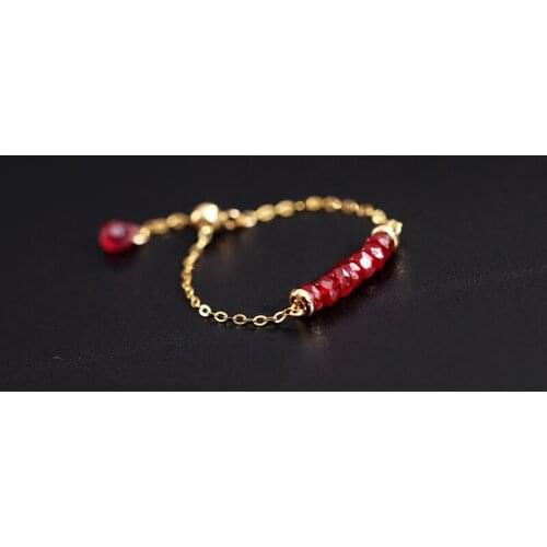 DMBS014 18K Gold Genuine Gemstones Ruby Ring Tiancai Baoran Valentines Day Gift for Girlfriend Ring Genuine