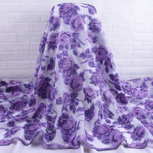Zhenguiru Beautiful Purple Gild Fabric 2020 African Lace Fabric Tulle French Lace Fabric Flower Nigerian Fabric For Party A2111
