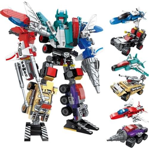 Enlighten 498Pcs Mecha 6 IN 1 Transformations Robot Toy Model Building Blocks Sets Brinquedos Educational Toys For Children