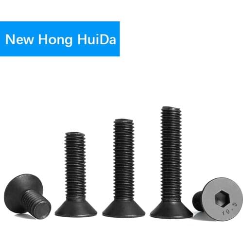 M2 M2.5 M3 M4 M5 M6 M8 Black Hex Flat Head Socket Cap Machine Screw Countersunk Thread Metric Bolt Alloy Steel