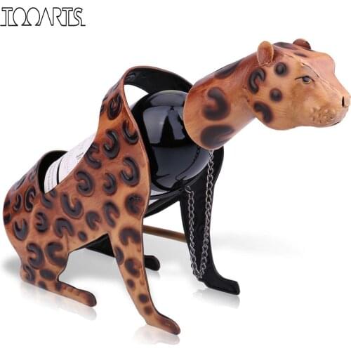 Tooarts Leopard Wine Rack Metal Figurine Wine Shelf Art Home Interior Crafts Figurine Decoration Accessories Decals For Home