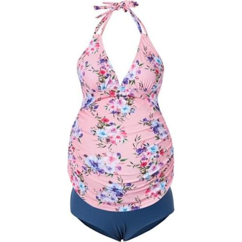 Fashion Print Women Floral Bikini Swimsuit Maternity Tankinis Bathing Suit Beachwear Maternity Swimwear Set 2021 Summer New