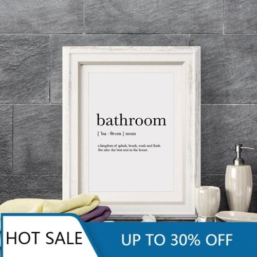 Bathroom Signs Wall Art Canvas Painting Posters Prints Funny Bathroom Definition Quote Black White Wall Picture Home Decor