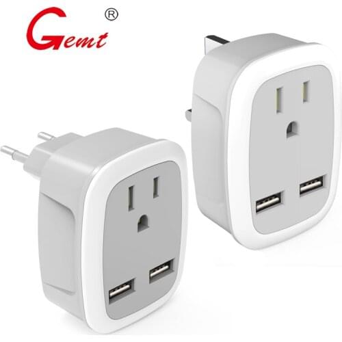 Wall Travel Adapter Charger European Adapter Plug UK/EU-US with Dual USB Charger Port Converter for iPhone Samsung Action