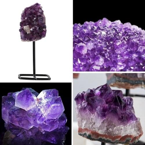 HX6E Natural Brazil Amethyst Raw Ore Uruguay Amethyst Money Bag Raw Ore Crystal Tooth Crystal Cluster Lucky Degaussing Decor
