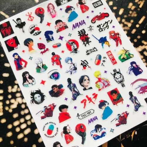 Newest TSC-101 series anime boy designs 3d nail art sticker nail decal accessories