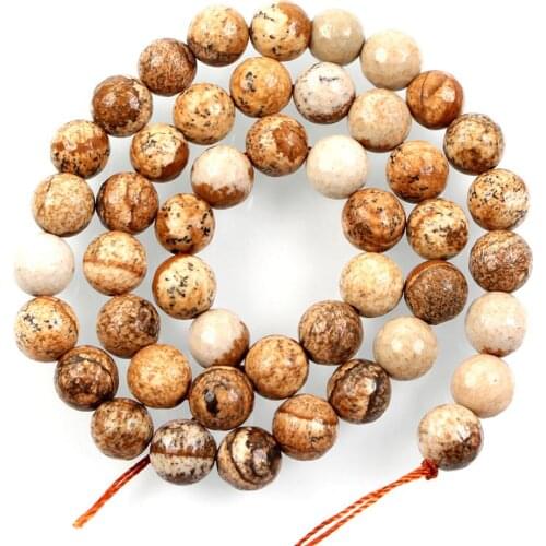 Natural Stone Faceted Painting Landscape Transparent Charm Loose Beads For Jewelry Making Needlework Bracelet DIY Strand 4-12MM