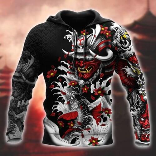 Autumn Fashion Hoodies Beautiful Samurai Carp Fishing 3D Printed hoodies Unisex Zip Pullover Casual Harajuku Streetwear DW0399
