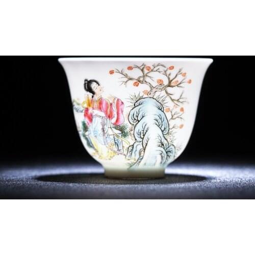Kiln famille rose hand painted four beauties picture ladies enamel full hand tea cup personal Master Cup single cup