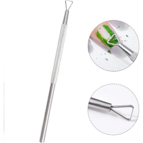 Nail Polisher Push Dead Skin Spoon Cuticle Remover Stainless Steel Pedicure Tool P3