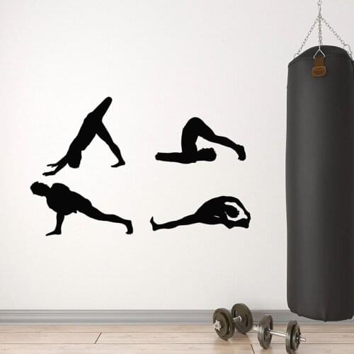 Stretching Exercise Wall Decal Health Gymnastics Sport Door Window Vinyl Stickers Yoga Training Room Gym Interior Decor Art E420