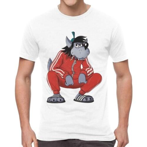 Nu Pogodi Tracksuit Squat Wolf T Shirt Men Cotton Printed T-shirt Graphic Tshirt Short Sleeve Soviet Union Comic Cartoon Tee Top