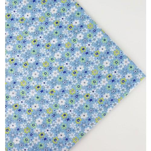 0.5 meter width 156cm blue vintage flower Print Plain100% Cotton Fabric for Home Textile Patchwork Quilted Fabrics