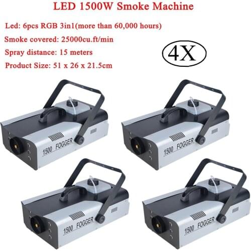 4XLot LED 1500W RGB 3IN1 Smoke Machine Remote Control Fog Machine Dj Effect For Party Wedding Christmas Stage LED Fogger Disco