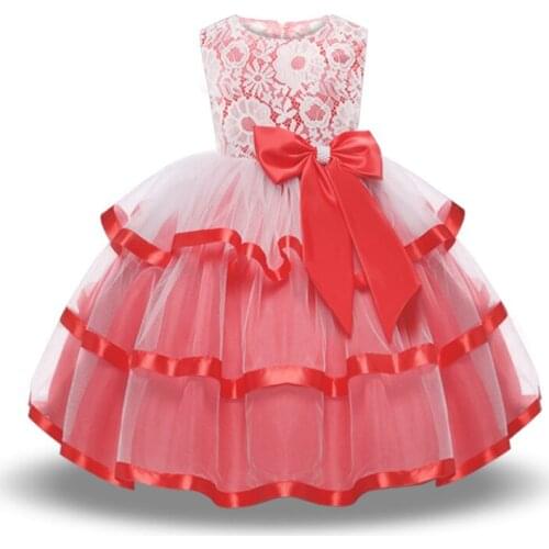 2 Colors Floral Bow O-neck Sleeveless Cupcake Princess Host Evening Dress Pettiskirt Girl Performance Costumes Photo Clothes New