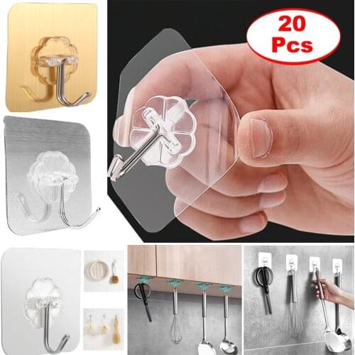 10/20Pcs Transparent Strong Self Adhesive Door Wall Hangers Hooks Suction Heavy Load Rack Cup Sucker for Kitchen Bathroom 6x6cm