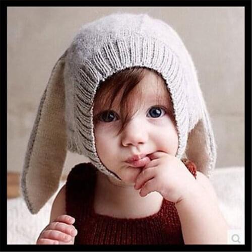 Funny Children Long Ears Bunny Hats For Boys Girls Baby Newborn Hats Baby Kids Knitted Hood