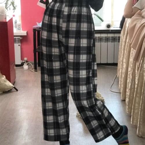 Dropshipping Harajuku Black White Plaid Pants For Women Trousers 2021 Streetwear Woman Harem Pants Summer Ladies Casual Pants