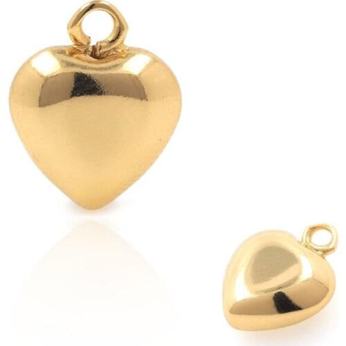 Gold Heart Pendant, Heart-Shaped Necklace, Small Fluffy Gold Heart-Shaped Jewelry, DIY Crafts Production 14.2x11.5x5.6mm