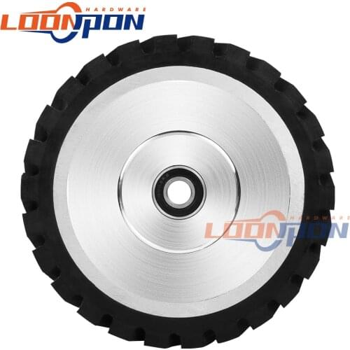 250-350mm 6202 Bearing Serrated Belt Grinder Serrated Rubber Contact Wheel 65 Degrees