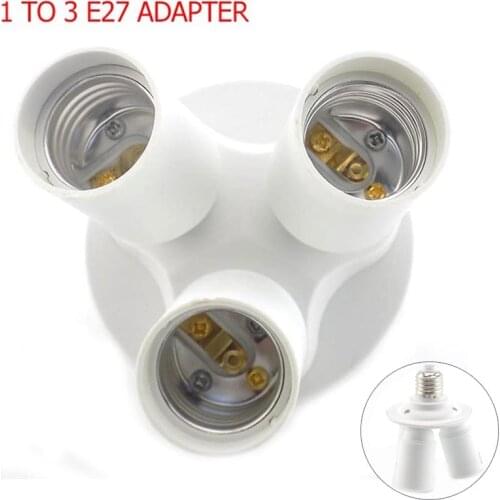 1 E27 to 3 E27 Adapter Lamp LED Light Socket Bulb Lamp Base Plug Light Splitter 110V-240V Adaptor Bulb Converter Holder 3 Heads