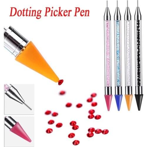 1pc Dual-ended DIY Diamond Painting Point Drill Pen Dotting Pen Rhinestone Studs Picker Wax Pencil Manicure Nail Art Tool