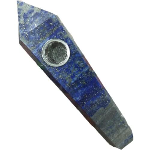 1pcs Natural Lapis Lazuli Crystal Smoking Tube Hexagonal Prism Crystal Tube Smoking Tube Energy Enhancement Meditation