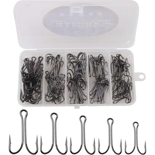 110pcs/box 9908 High Carbon Steel Small Fly Tying Fishing Hooks Open Shank Double Frog Hook Saltwater Fishing Hooks