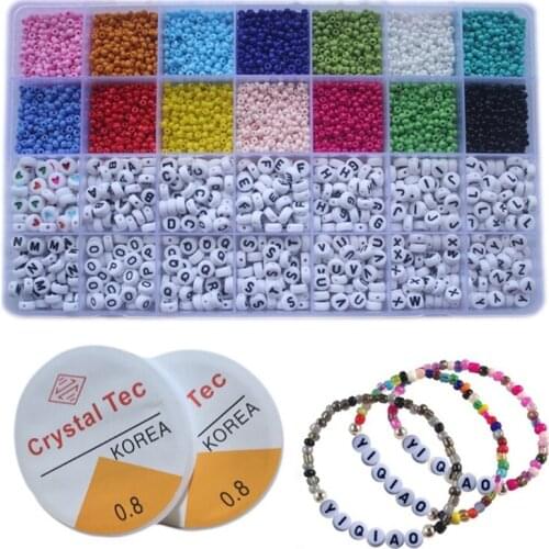 5000x Multicolors Charms Round Letter Beads Handmade Elastic String for Custom Necklaces Jewelry Making Deco Accessories