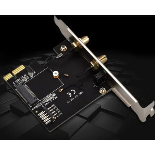 PCI-E to NGFF M.2 WiFi Bluetooth Adapter Wireless Module Converter Card Two WiFi Antenna USB 9Pin Cable with Low Profile Bracket