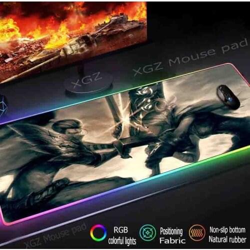 Mairuige Anime Large RGB Mouse Pad Black Lock-edeg Boy Girl Fight Custom Colorful Luminous Computer Desk Mat Rubber Non-slip Xxl