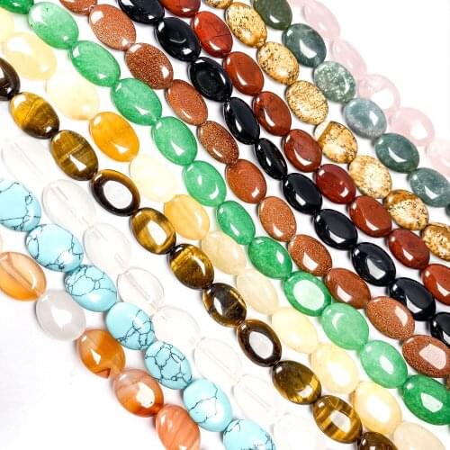 28Pcs Natural Stone Beads Egg Shaped Semi-precious Punch Loose Beads For Jewelry Making DIY Necklace Bracelet Earrings Accessory