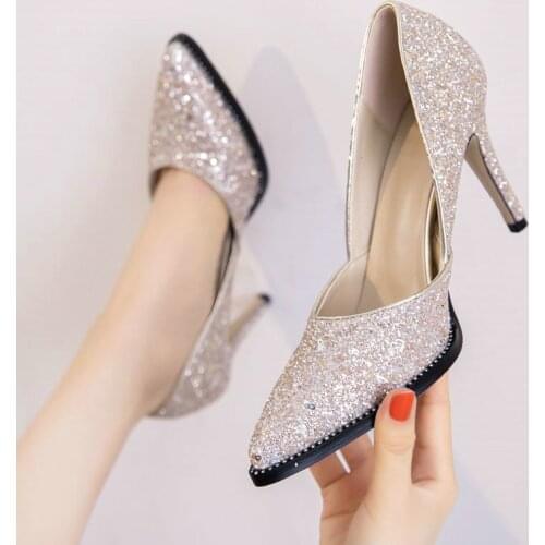 Elegant Ladies Office Shoes Women Sexy Pointed Toe 9 CM High Heels Wedding Shoes Woman Bridals Pumps Big Size 36-41 New Fashion