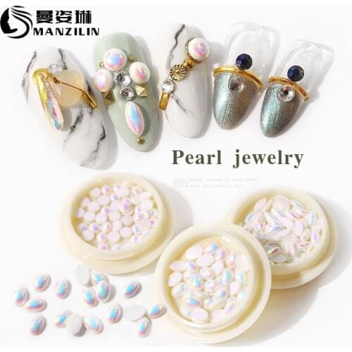 Cross-border for nail art decoration diamond shaped pearls plating AB flat semicircle flat don't rub off the pearl white