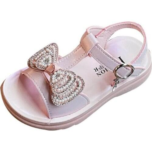 Childrens summer girls new childrens shoes bowknot soft bottom anti slip sandals girls little princess beach shoes