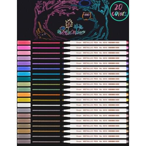 Metallic Marker Pens for Glass Paint 20,30 Colours Rock Painting Stone DIY Card Making Plastic Pottery Wood Metal Surface