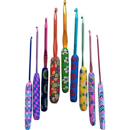 9pcs Sewing Hand Crochet Hook Set Kit Ceramic Handle Needles Aluminum Crochet Hooks Set for Weaving Sewing Braid