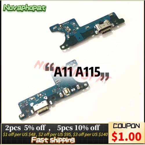 Novaphopat For Samsung Galaxy A11 SM-A115F A115F USB Dock Charging Port Charger Type C Plug Flex Cable Microphone Board
