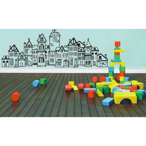 New Arrival Cartoon House Lovely Village Wall Sticker Art Design Home Decor Vinyl Wall Decal Custom Colors Baby Room Mural SA949
