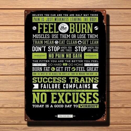 New Gym Motivation No Excuses Poster Retro Vintage Tin Sign Bar Pub Home Metal Poster Wall Art Decor