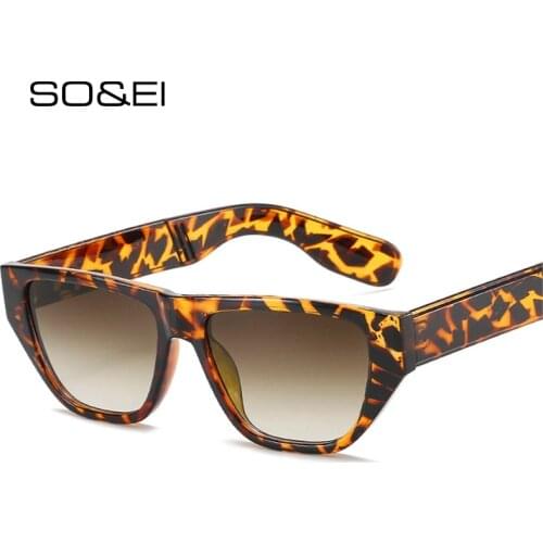 SO&EI Retro Small Cat Eye Sunglasses Women Trending Gradient Eyewear Brand Designer Fashion Men Leopard Sun Glasses Shades UV400