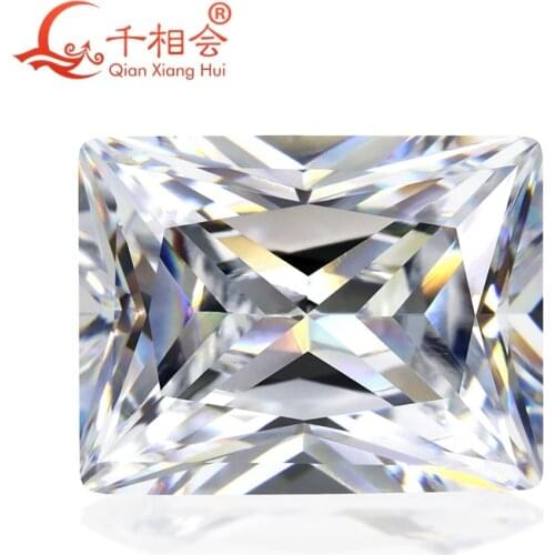 6A quality white color rectangle shape princess cut for cubic zirconia loose CZ stone made by Qianxiang Hui