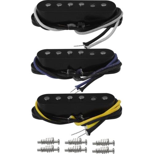 FLEOR Staggered Top Vintage Alnico 5 Single Coil Pickup Electric Guitar Pickup Black for Strat Guitar Parts