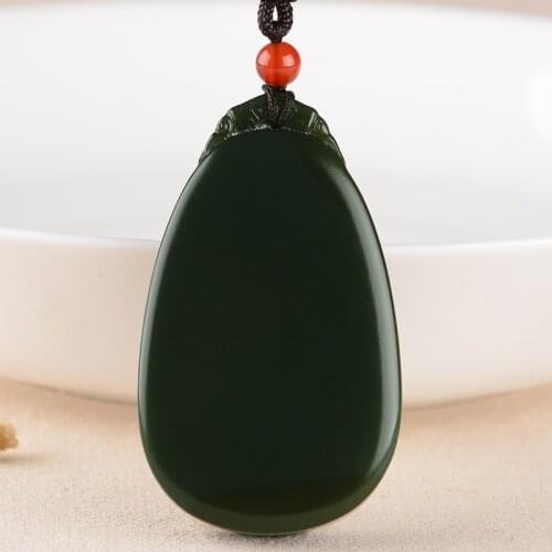Natural A hetian jade carving black jade green jade necklace jade pendant unique design jadeite jade necklaces men jewelry