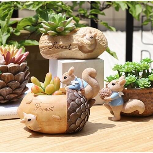 Pastoral cartoon succulents flower pot desktop decoration creative micro landscape gardening decorative flower pot cactus