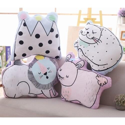 New Sweet Home Lion&Rabbit Plush Pillow Soft Cartoon Animal Cat&Crown Stuffed Doll Sofa Cushion Kids Birthday Gift Baby Sleeping