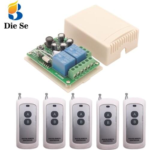 433MHz Remote Control Switch 220V 10A 2CH rf Relay Receiver and Transmitter 500m remote for Electric curtain and garage Control