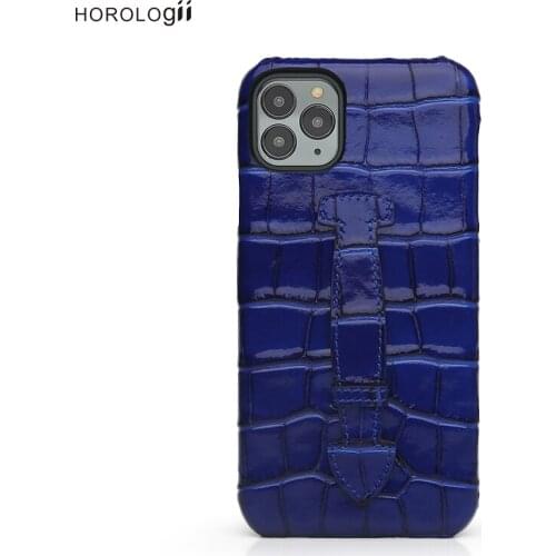 Horologii Luxury Mobile Phone Case for Iphone 7 8 10 X XR 11 12 with Finger Holder Handle at The Back Croco Pattern Dropship