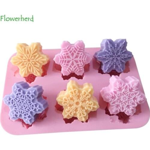 Snowflake Silicone Soap Mold DIY Handmade Soap Making Tools Cake Mold Snow Cake Decoration Accessories Gypsum Aroma Diffuser