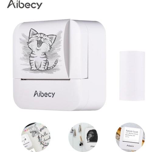 Aibecy Mini All-in-One Thermal Printer Portable Photo Printing Machine 203DPI Wireless BT Connection for Picture Lable DIY